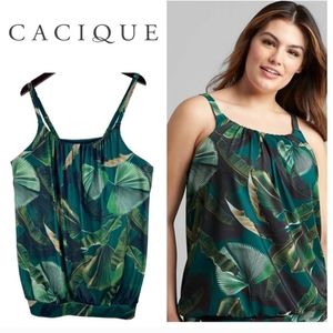 Cacique Tropical Palm Print Swim Suit Top Size 14